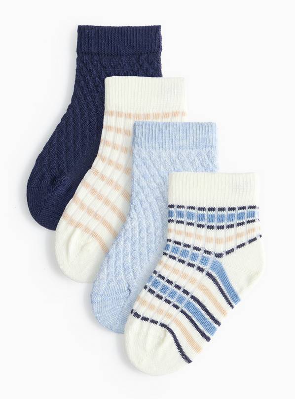 Blue Striped Socks 4 Pack 6-12 months